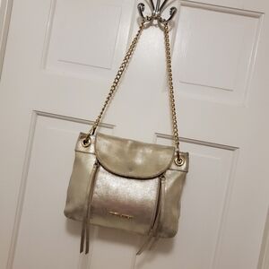 Cynthia Rowley Distressed Gold  Metallic Leather Shoulder Bag